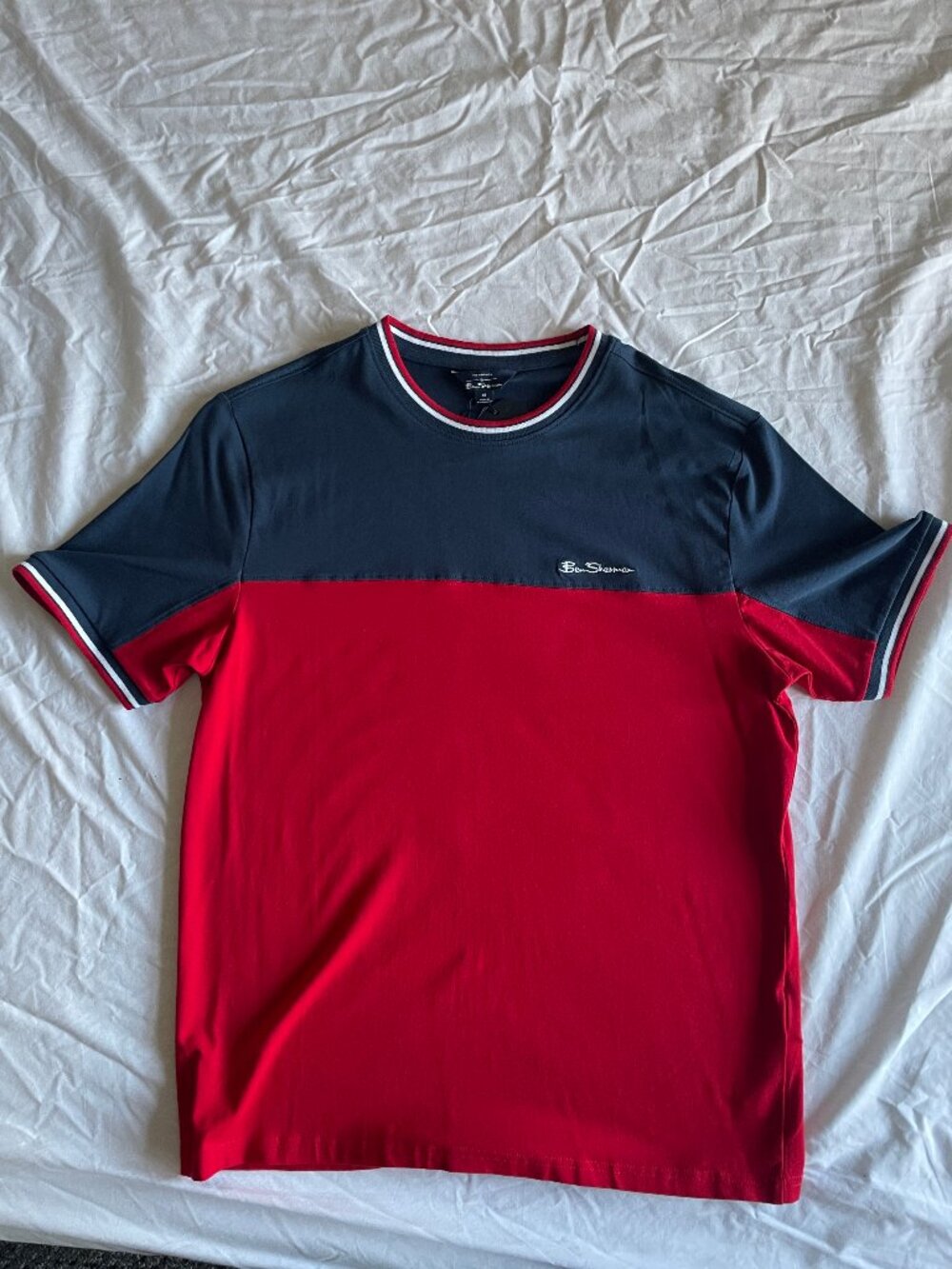 Ben Sherman Mens Colorblock T Shirt Red White Navy Short Sleeve NWT SZ Med